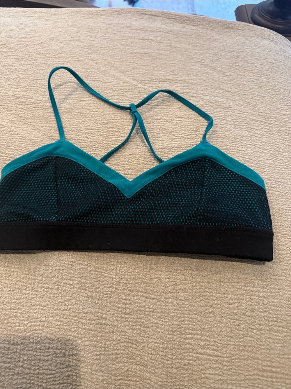 Alo Teal & Black Strappy Bralette - Women's sports bra
